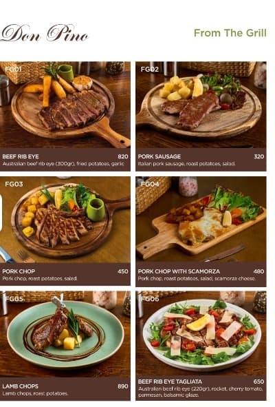 Don Pino Italian Restaurantの肉料理メニュー
