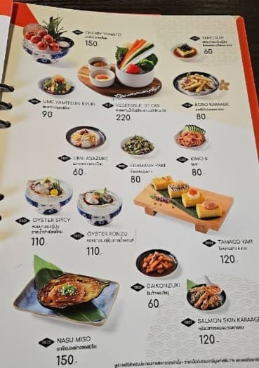 鮨華のフードメニュー表