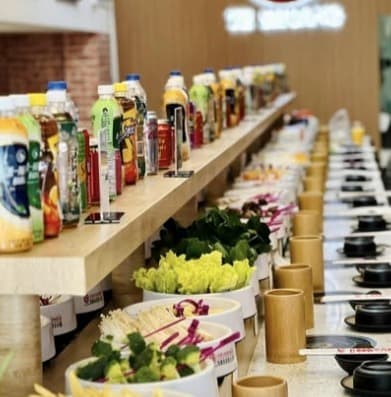 Te Shuang mala hot potの回転麻辣鍋を楽しめるカウンター