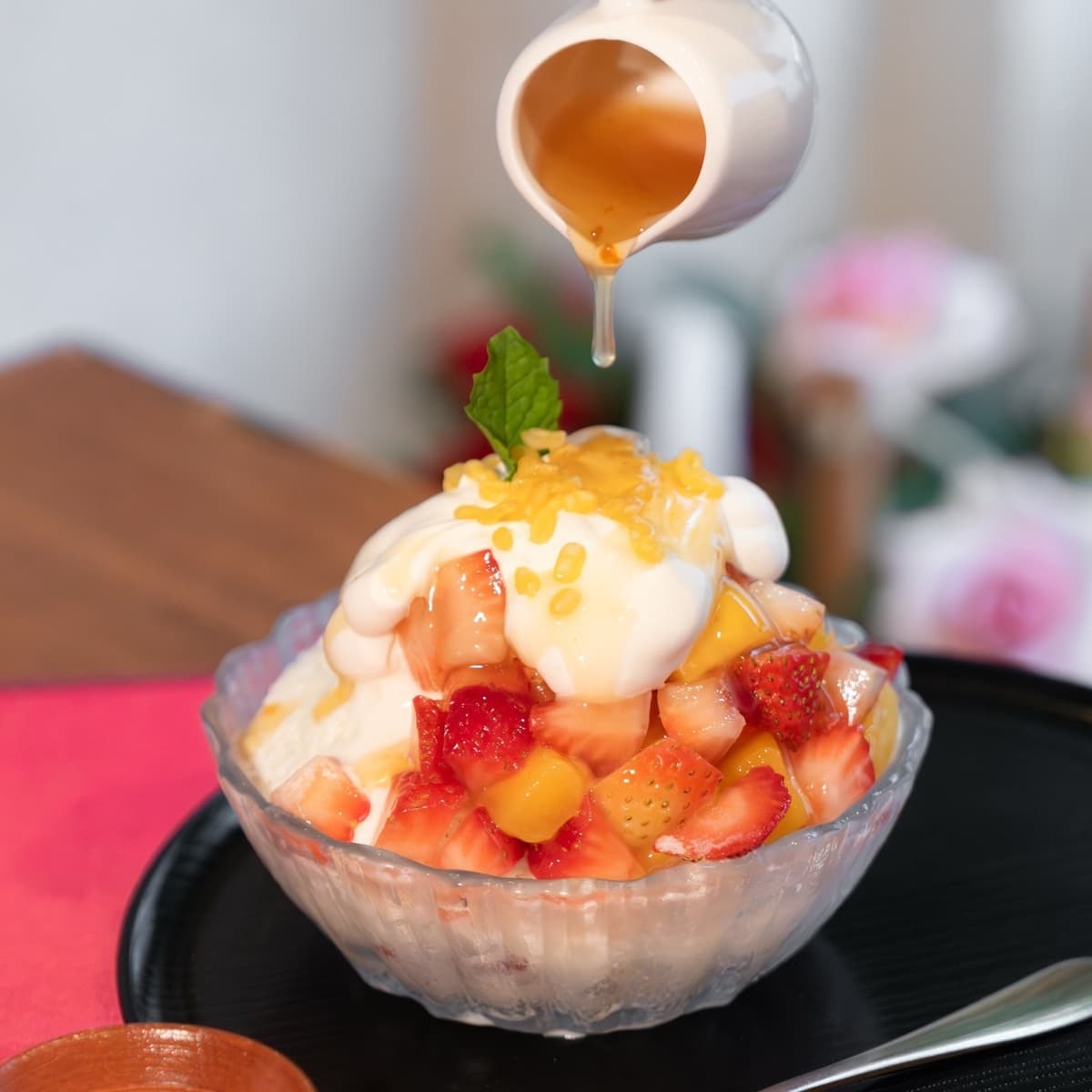 Cafe Temariのフルーツたっぷり和風かき氷デザート