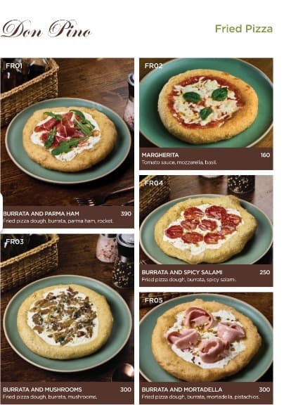 Don Pino Italian Restaurantのピザメニュー